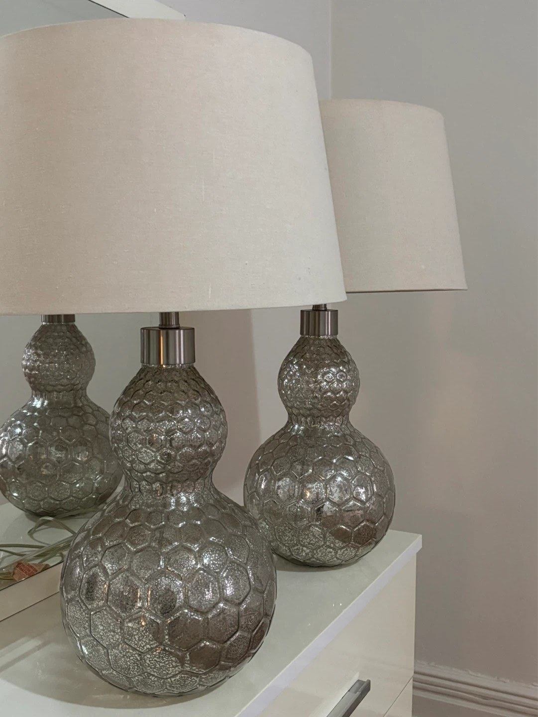 Decorative Table Lamps(2)- Silver Honeycomb Pattern - photo 3