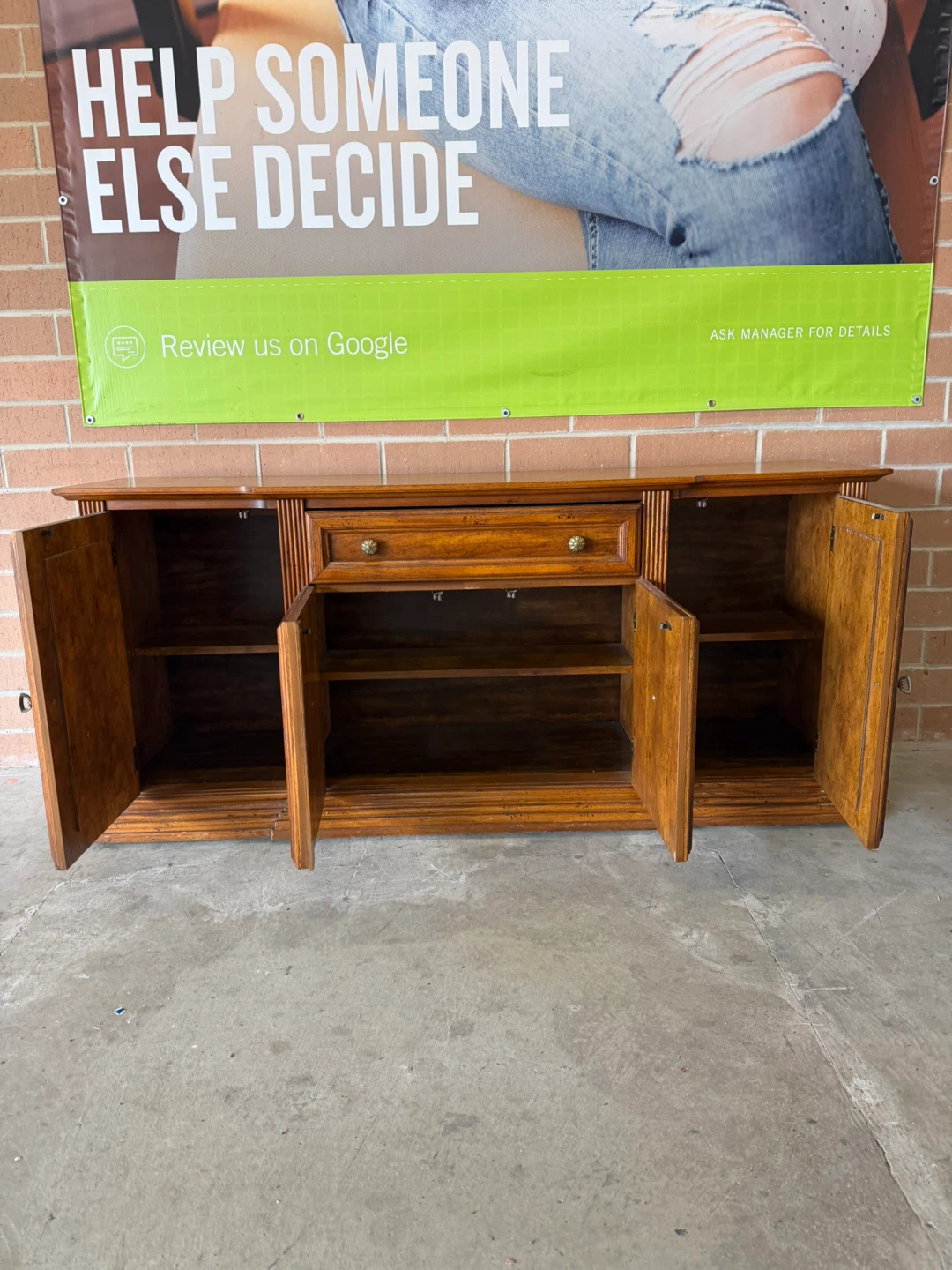 Wooden Buffet/Credenza with Drawers and Cabinets - photo 3