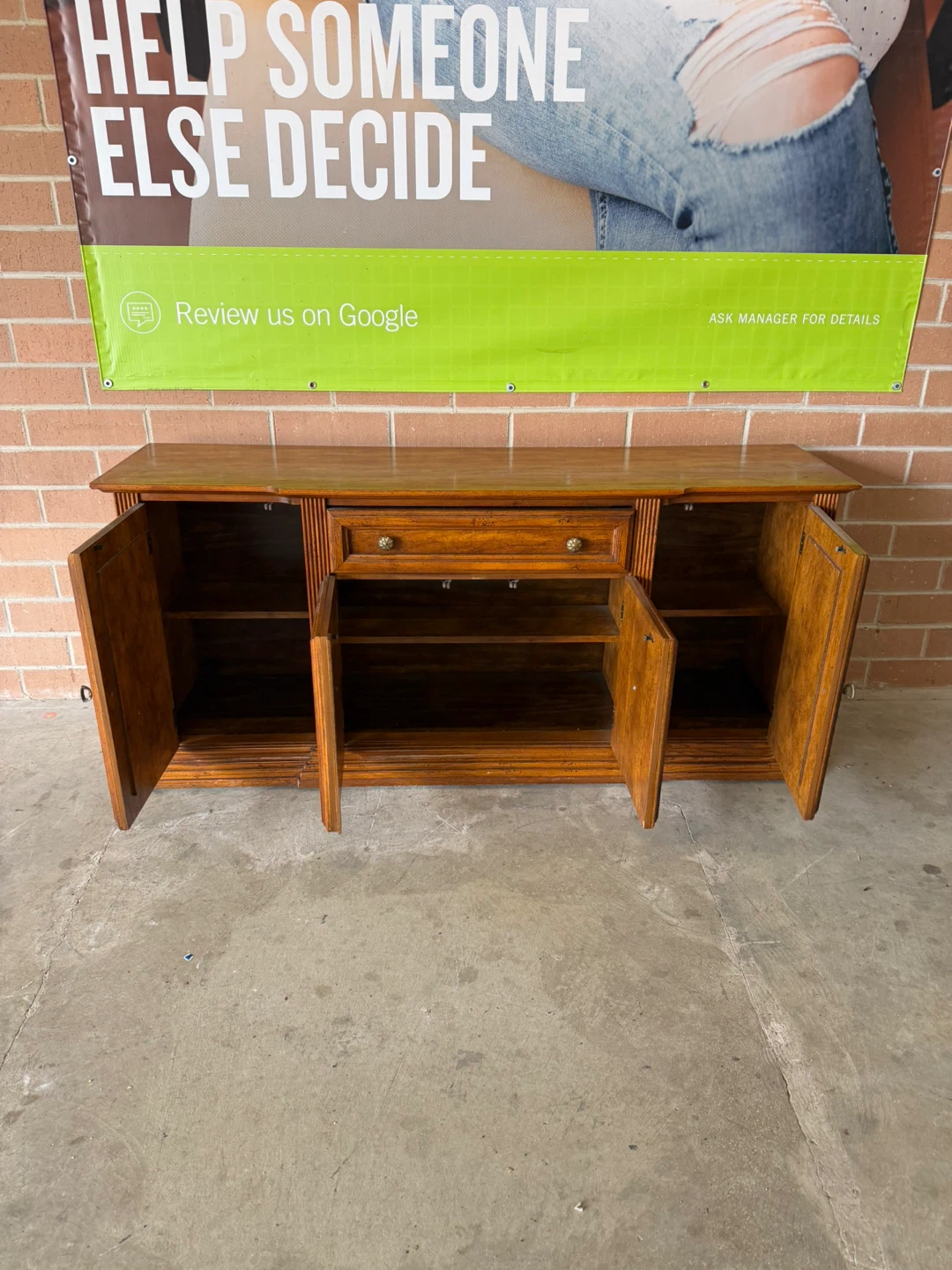 Wooden Buffet/Credenza with Drawers and Cabinets - photo 4