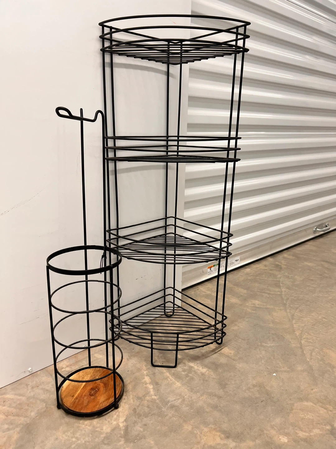 Black Metal Corner Shelf Unit and toilet paper Holder - photo 2