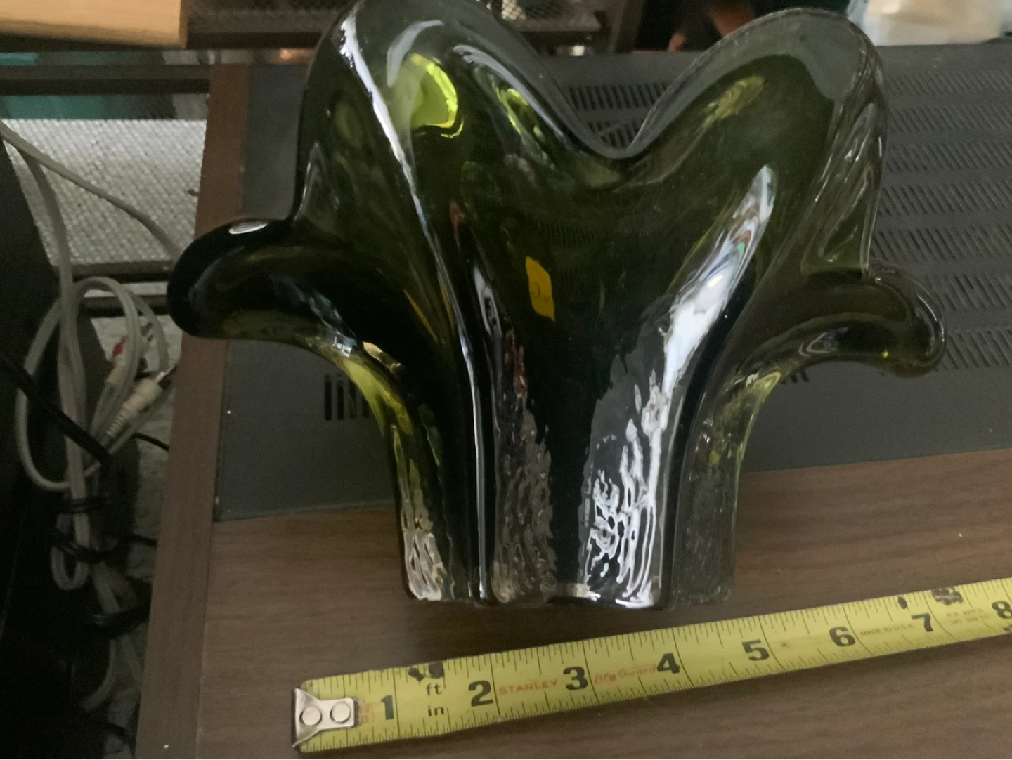 Green Glass Art Vase