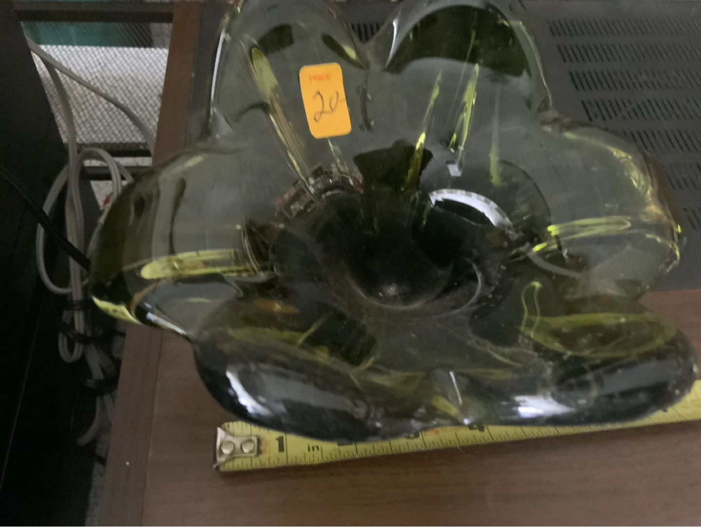 Green Glass Art Vase - photo 2