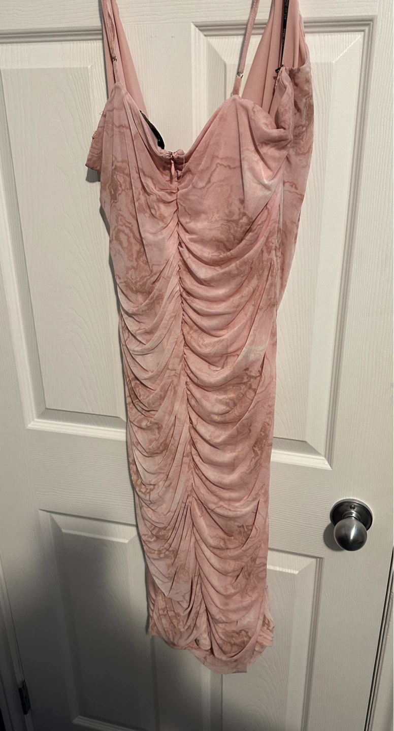 Forever 21+ Pink Marble Ruched Mesh Dress - photo 3