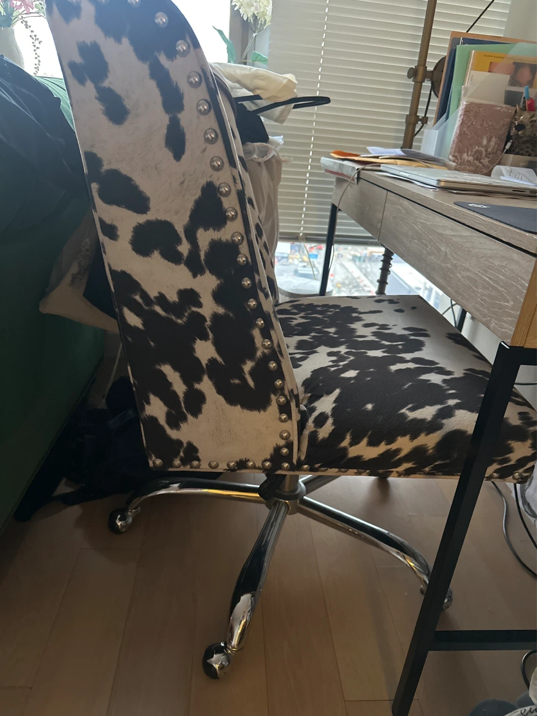 Cow Print Office Chair with Silver Studs - photo 2