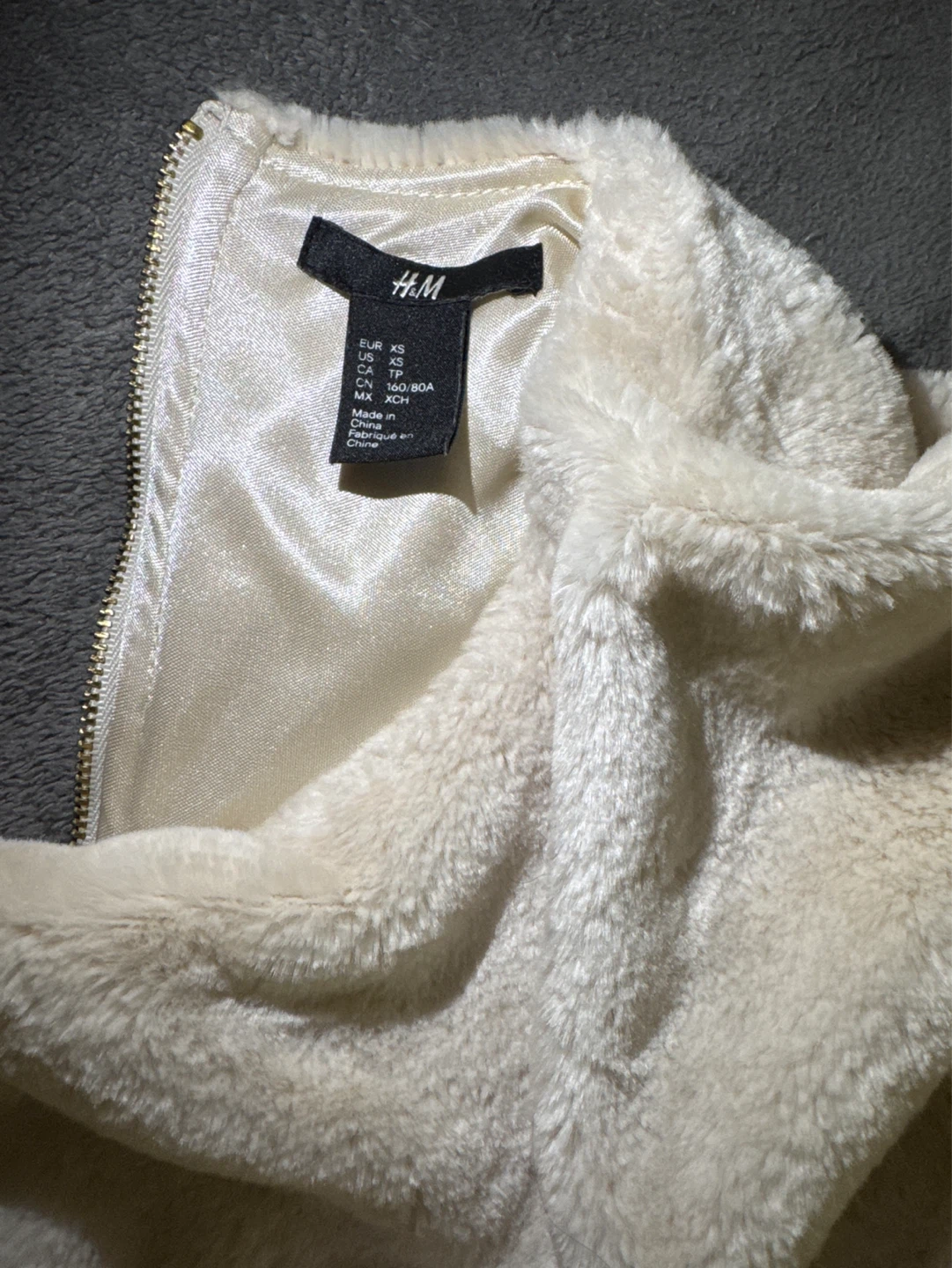 H&M Cream Faux Fur Lined Zip-Up Jacket - XS - photo 4