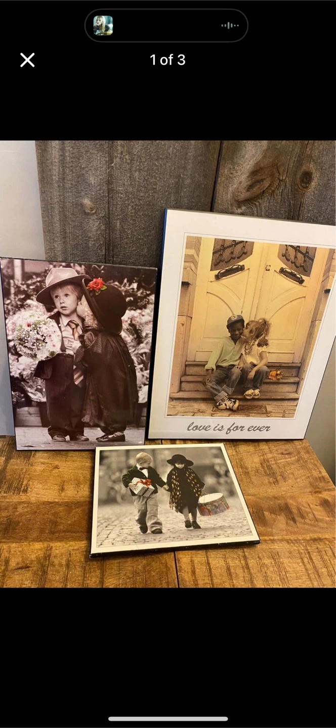 Set of 3 vintage style framed prints of children