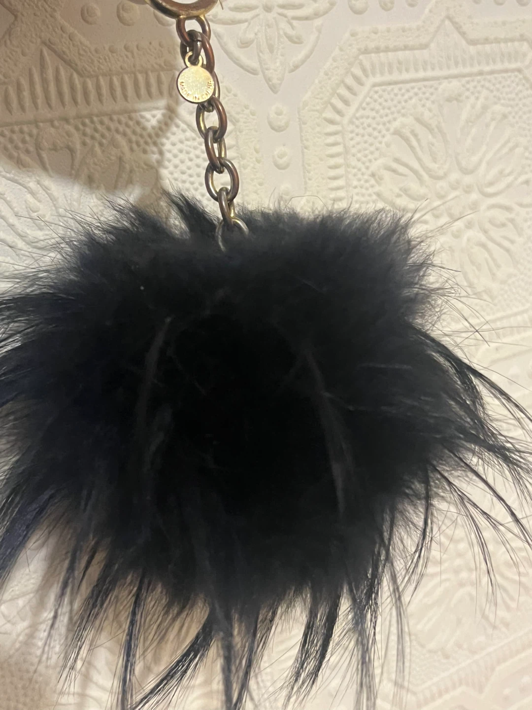 Michael Kors Black Feather Pom Pom Keychain Charm - photo 3