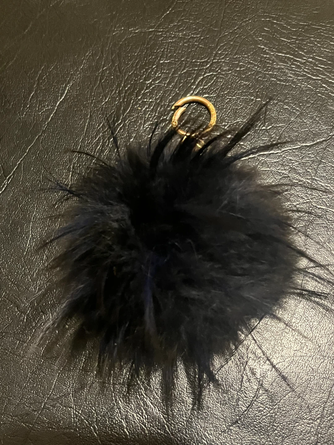 Michael Kors Black Feather Pom Pom Keychain Charm - photo 4