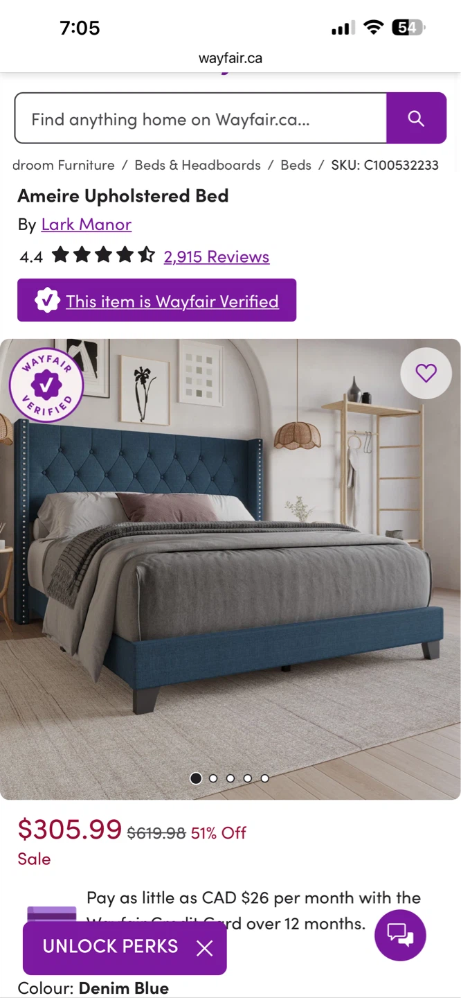 Blue Upholstered King Bed Frame - photo 4