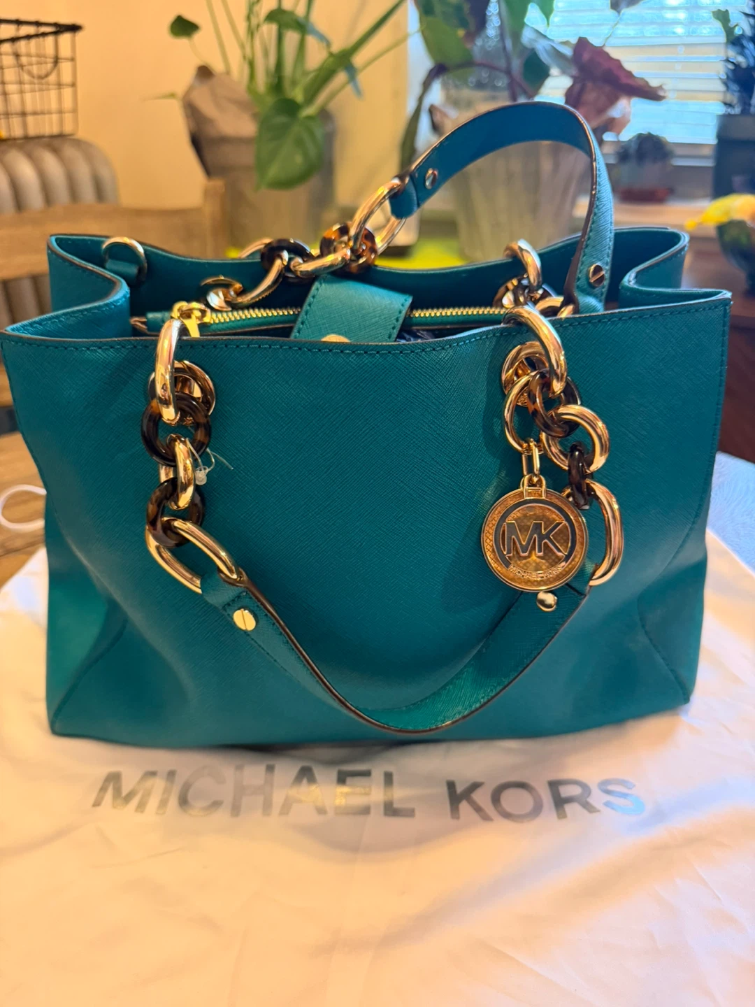 Michael Kors Teal Leather Tote Handbag - photo 2