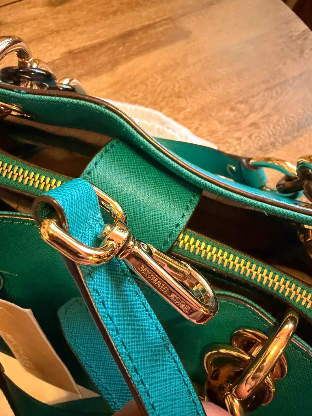 Michael Kors Teal Leather Tote Handbag - photo 4