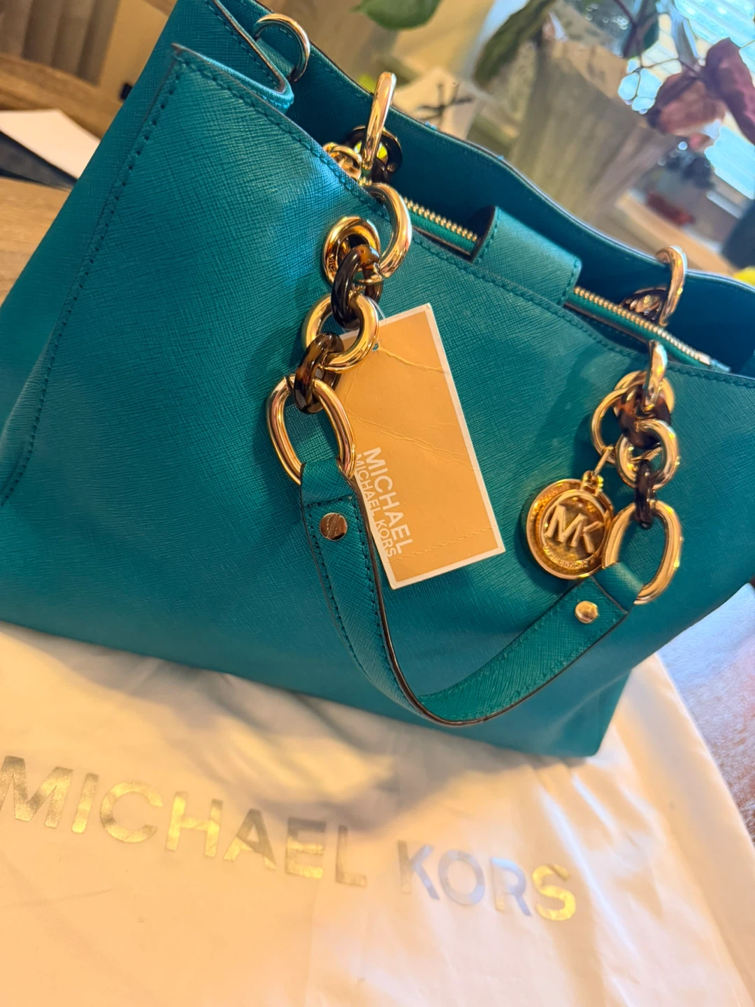 Michael Kors Teal Leather Tote Handbag - photo 5