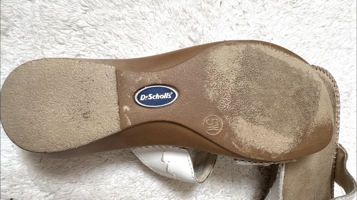Dr. Scholl's White Leather Slip-On Sandals Size 5W - photo 5