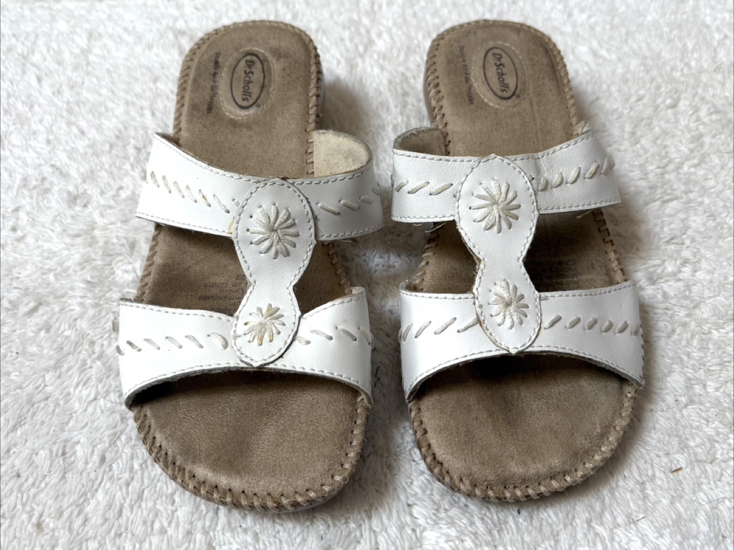 Dr. Scholl's White Leather Slip-On Sandals Size 5W - photo 2