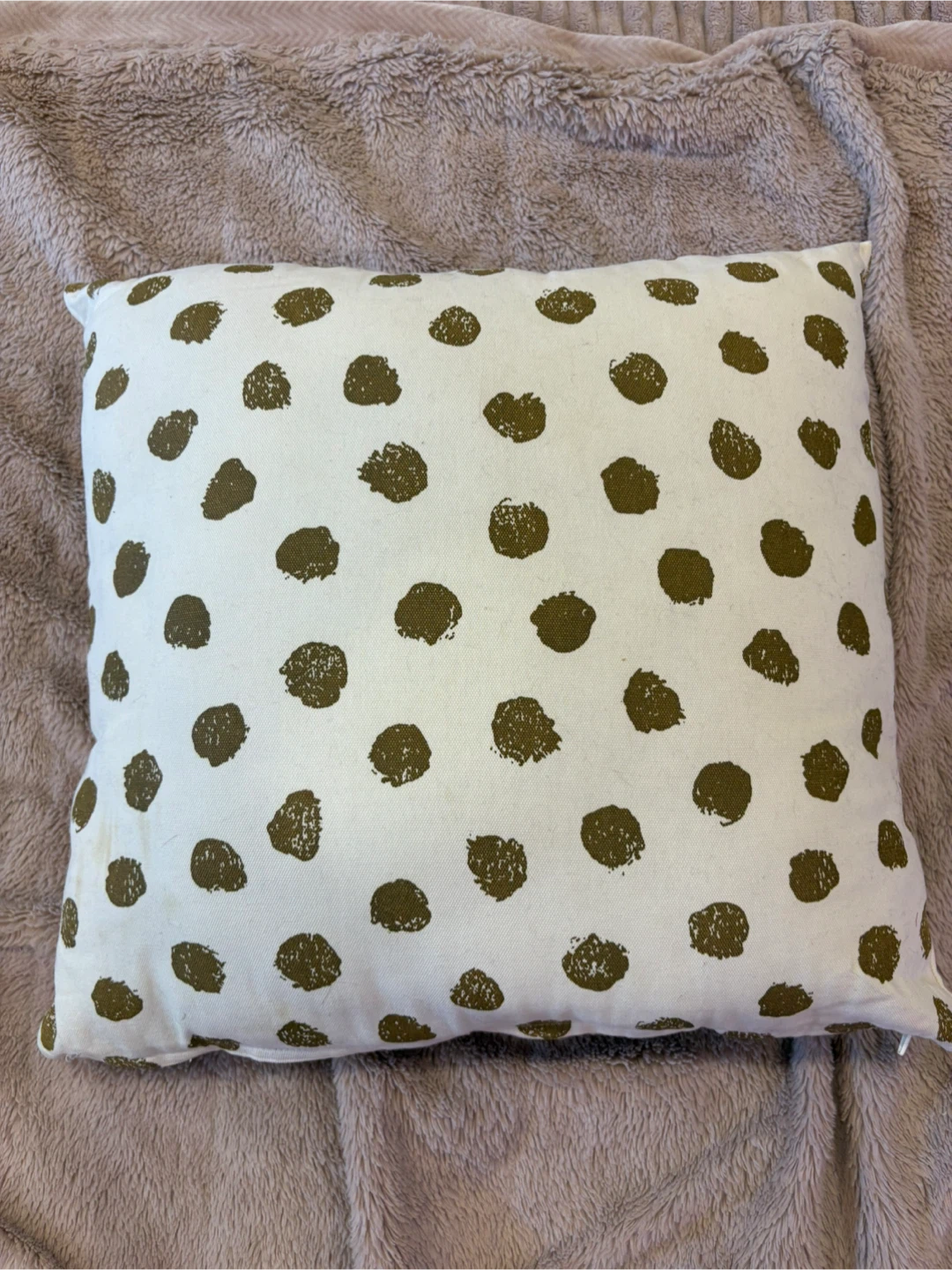 Decorative Throw Pillow Case- White with Gold Dots