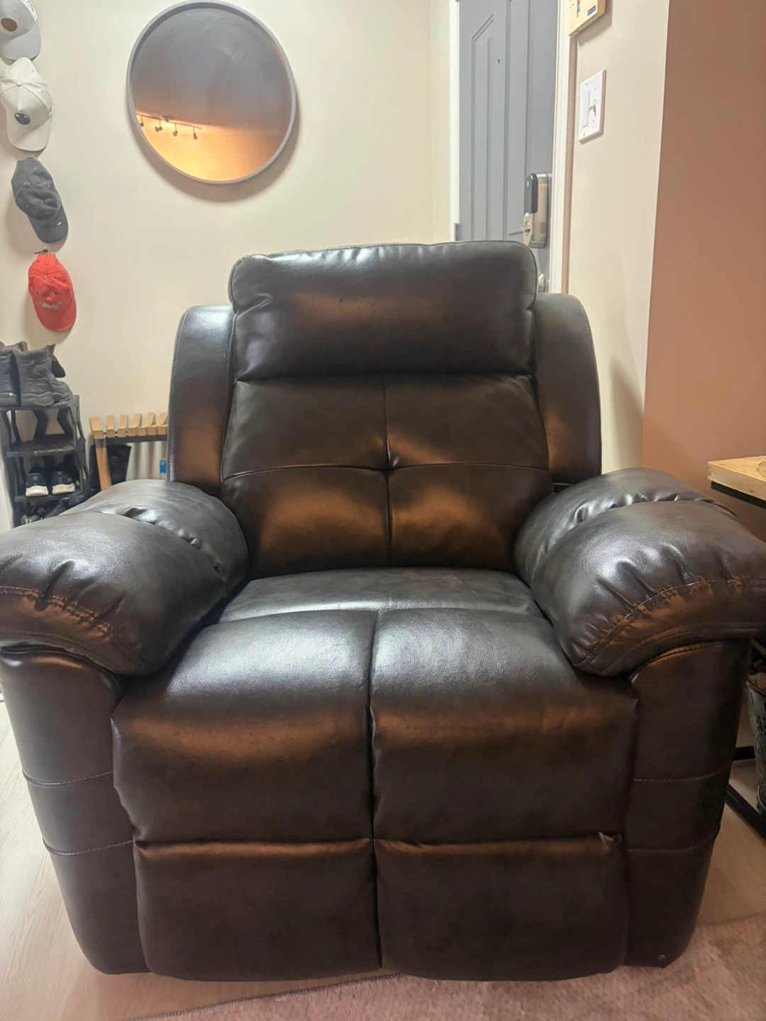 Dark Grey Faux Leather Recliner Chair - photo 2