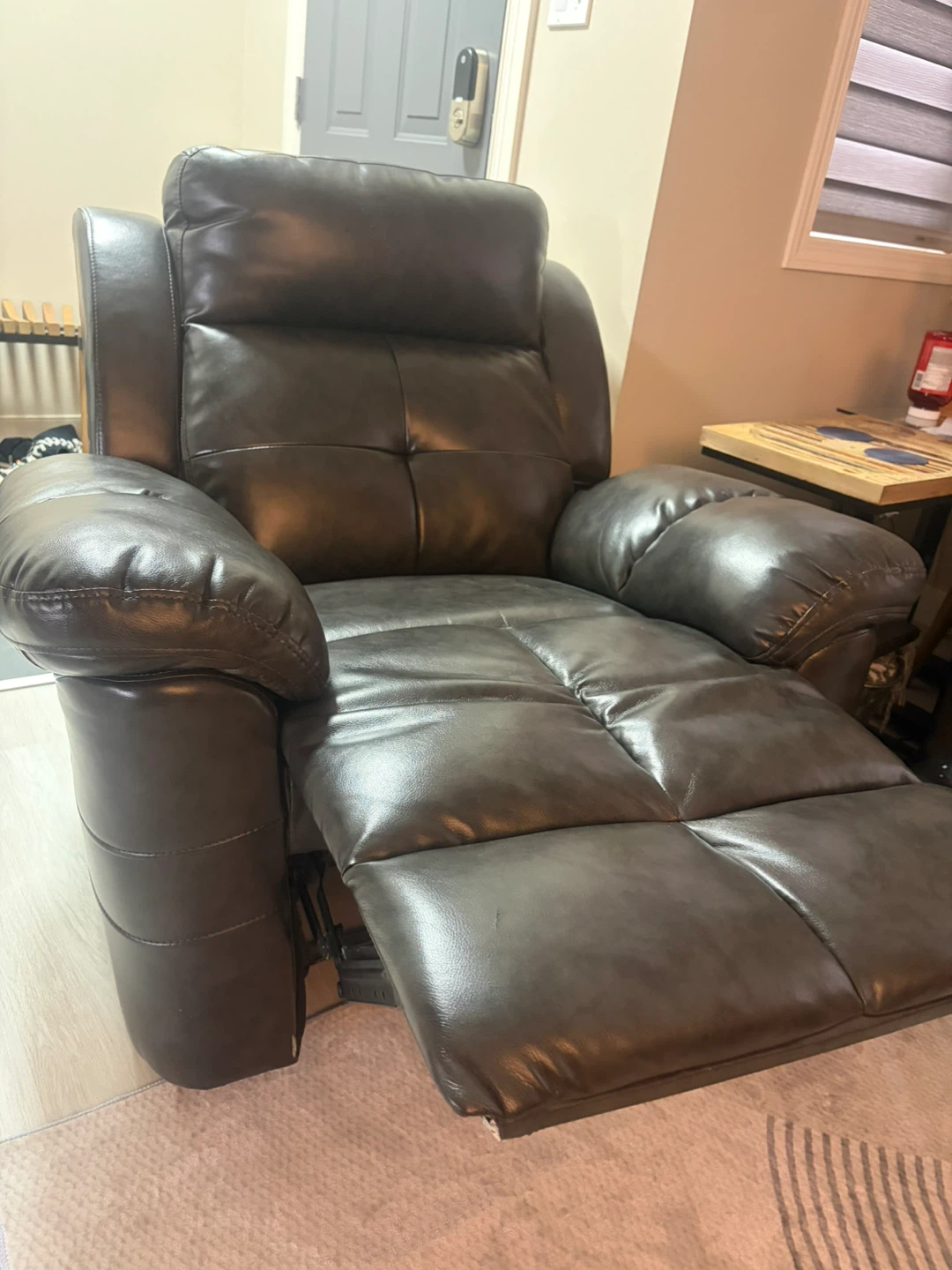 Dark Grey Faux Leather Recliner Chair