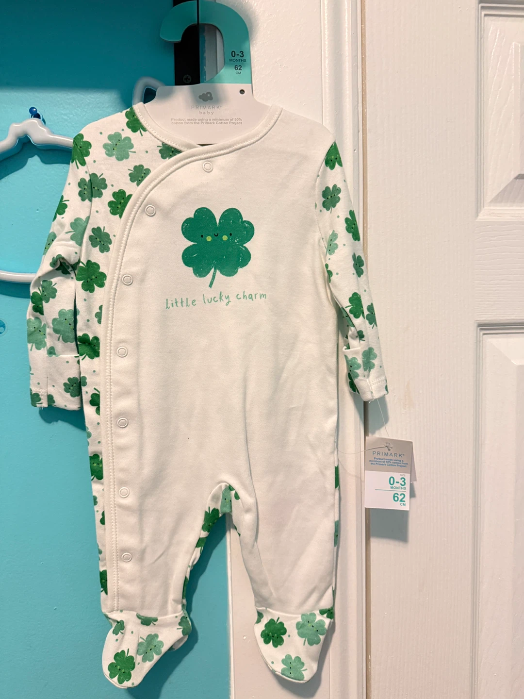 Primark Baby "Little Lucky Charm" Footie Pajamas 0-3 Months