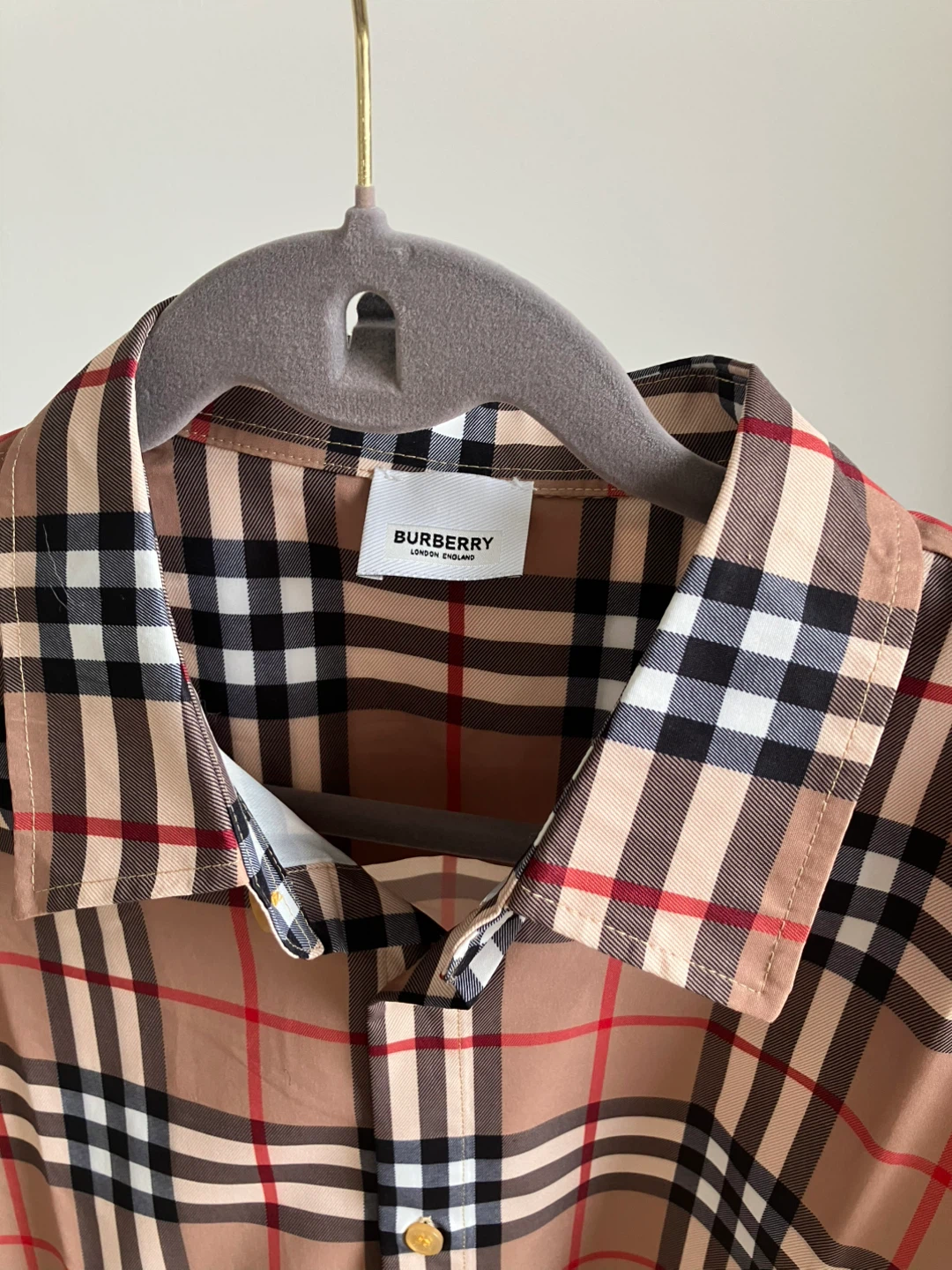 Burberry-style Beige Plaid Button Shirt XL - photo 2