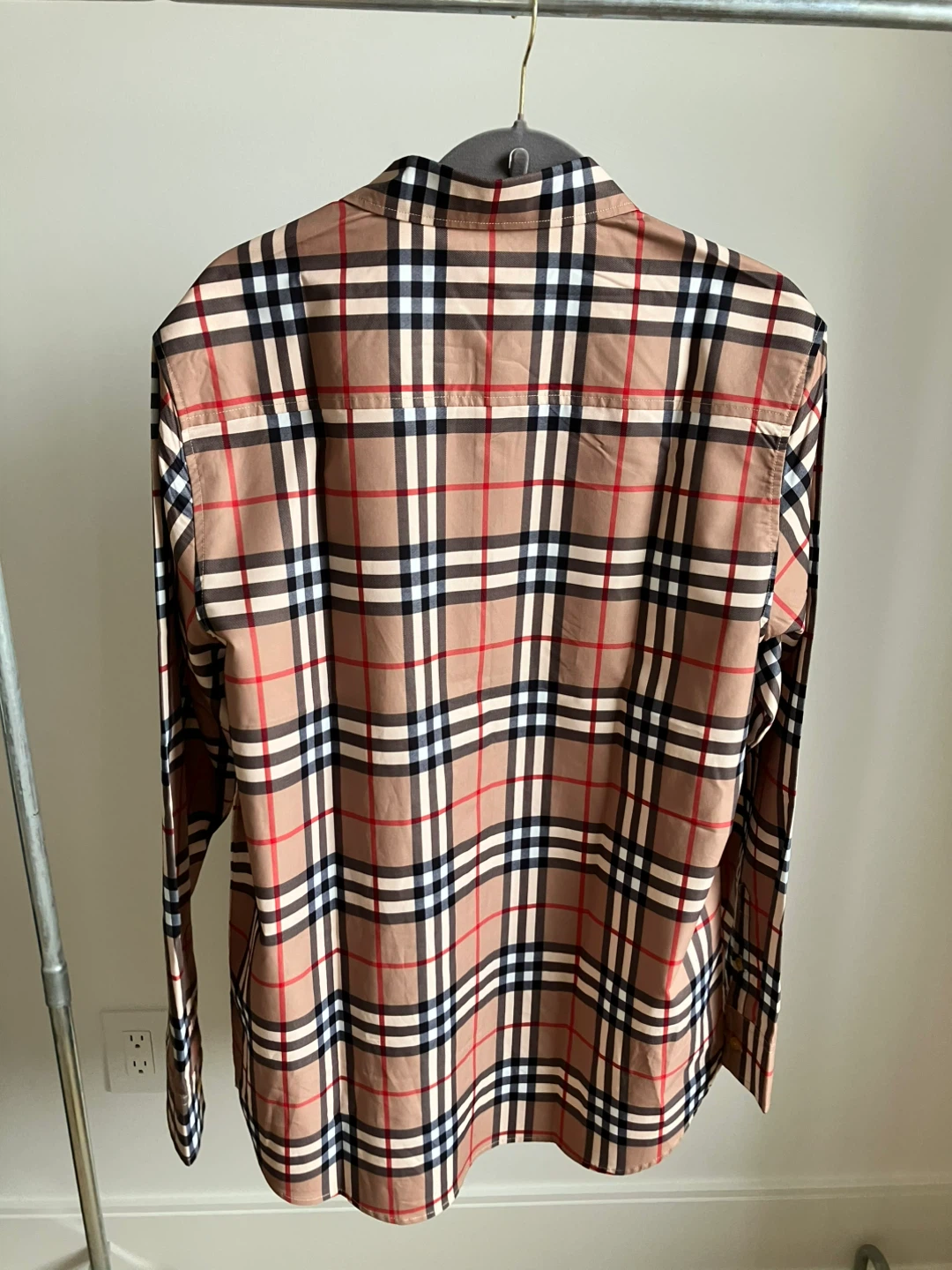 Burberry-style Beige Plaid Button Shirt XL - photo 3