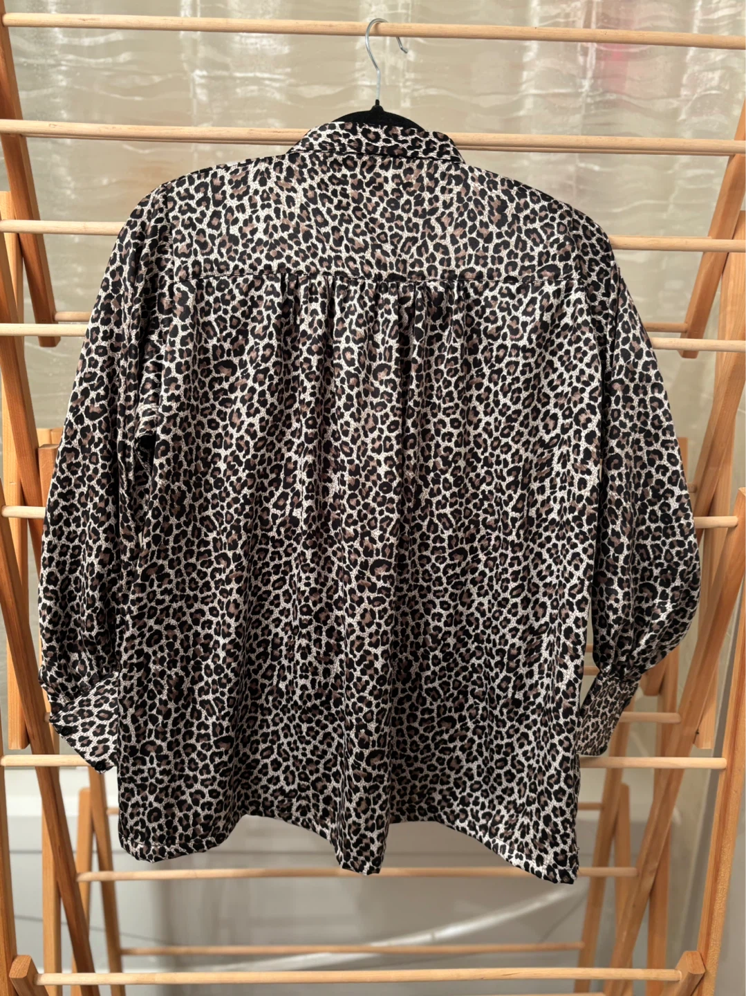 Silk Leopard Print Button-Up Shirt - photo 3
