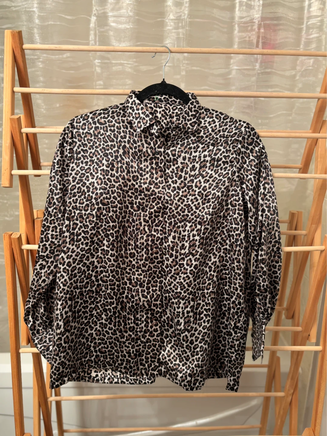 Silk Leopard Print Button-Up Shirt