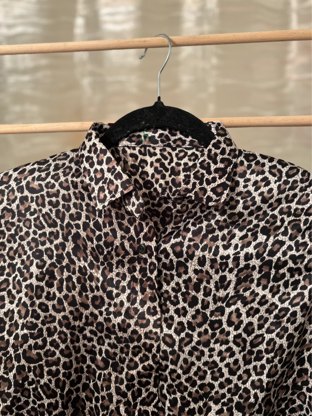 Silk Leopard Print Button-Up Shirt - photo 2