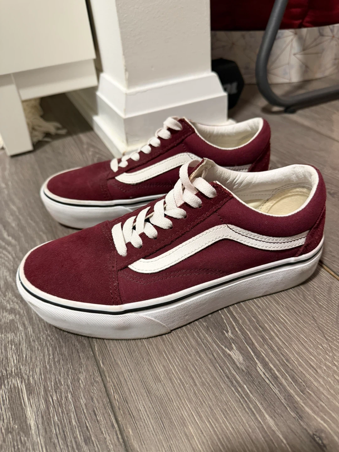 Vans Old Skool Burgundy Suede Sneakers (Size 6.5)