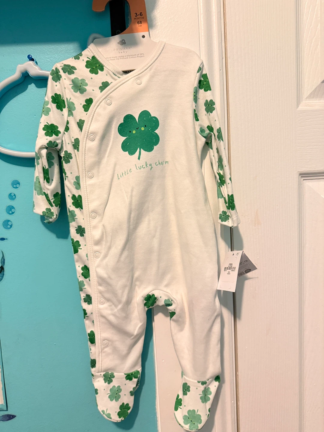 Primark Baby Shamrock Footed Sleepsuit 3-6 Months