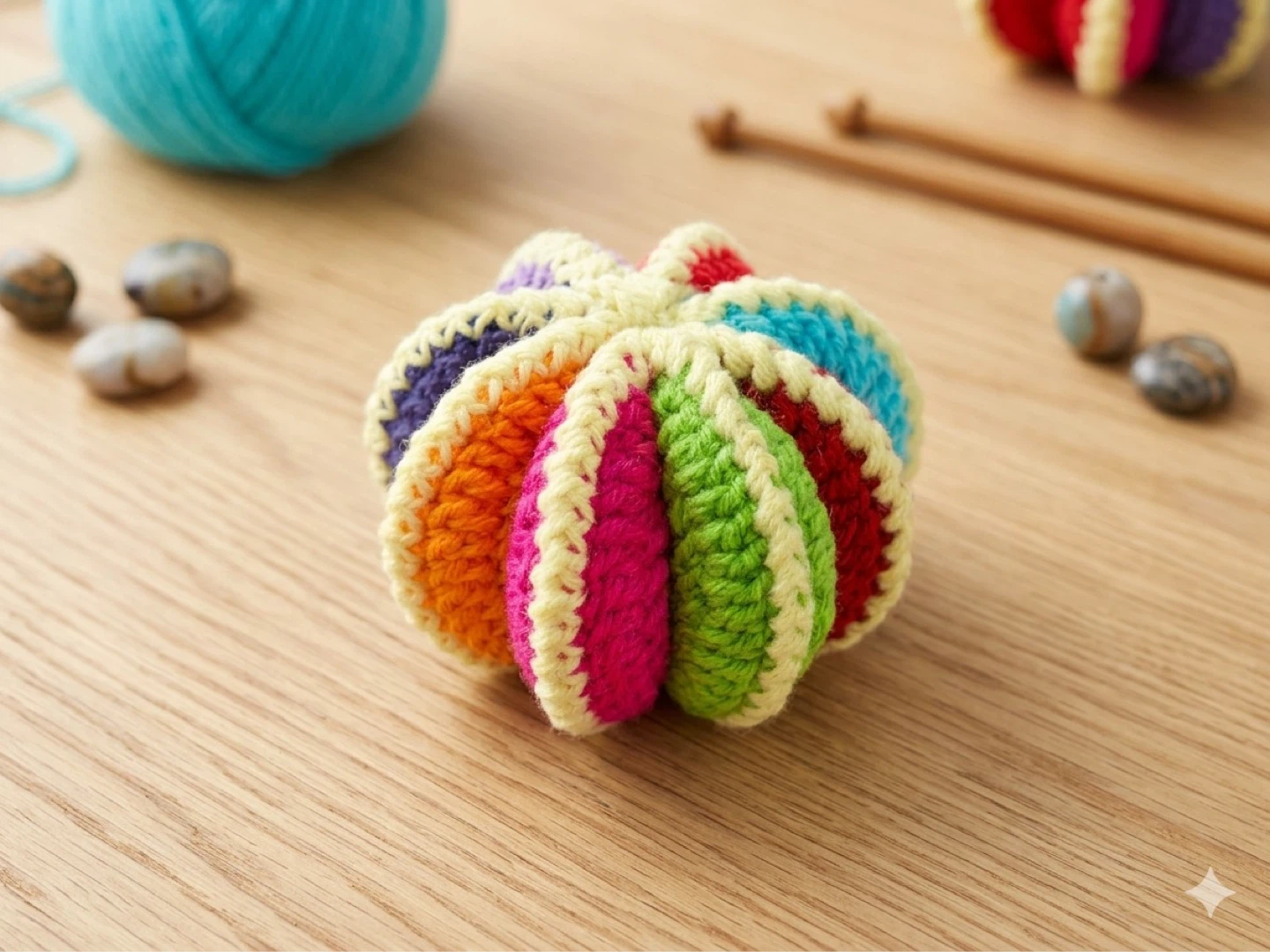 Keychain Handmade Crochet Rattle Ball set of 1 - photo 2