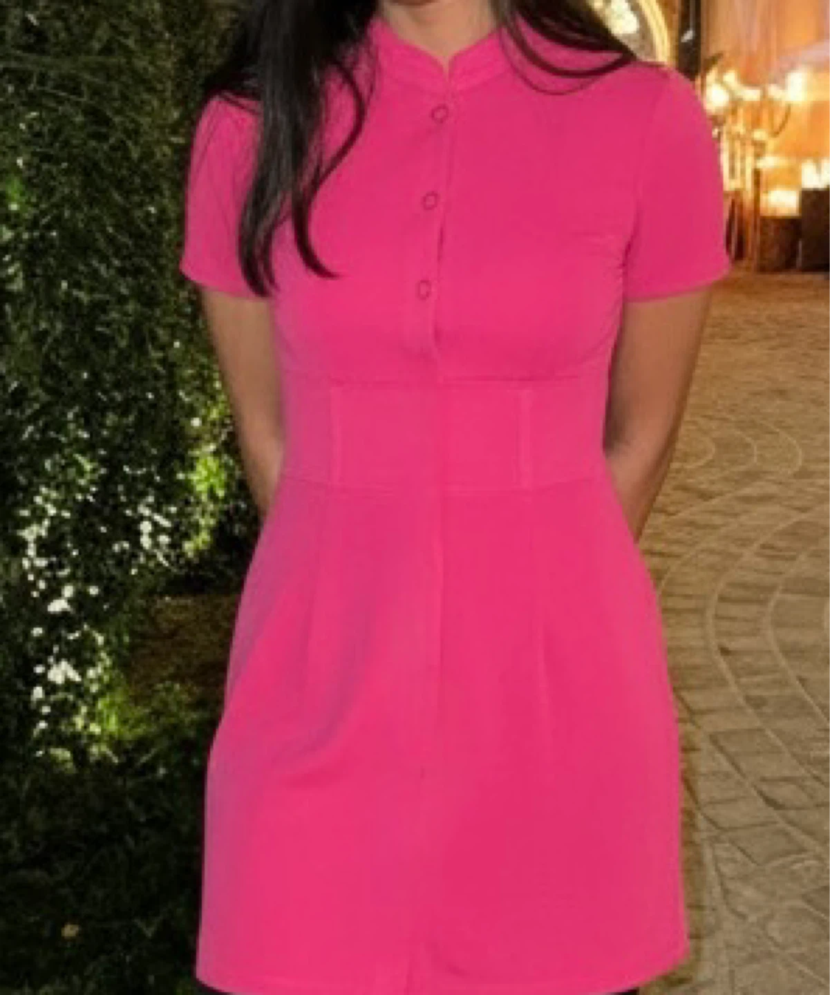 Hot Pink Button-Up Mini Dress