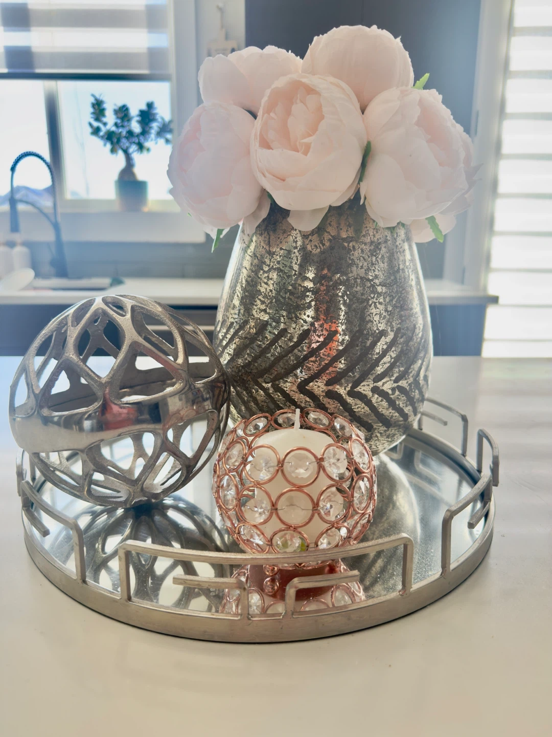 Decorative Tray with Ornaments and Faux Flowers - photo 3