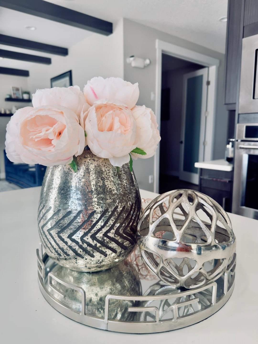 Decorative Tray with Ornaments and Faux Flowers - photo 2