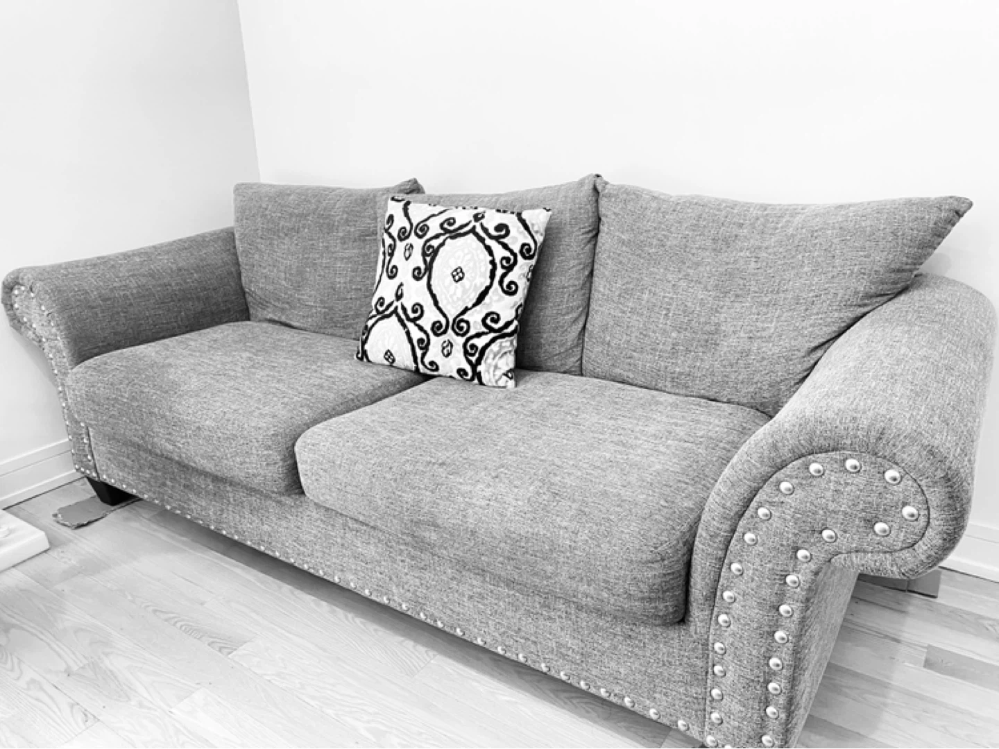 Gray Sofa with Studded Accents - photo 2