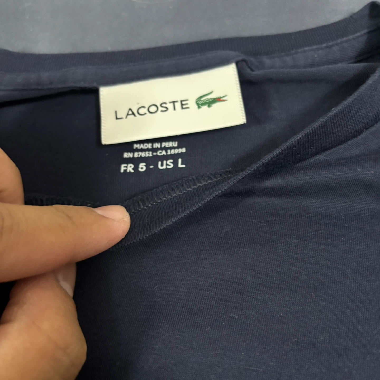 Lacoste Navy Blue Pima Cotton T-Shirt - Size L - photo 4