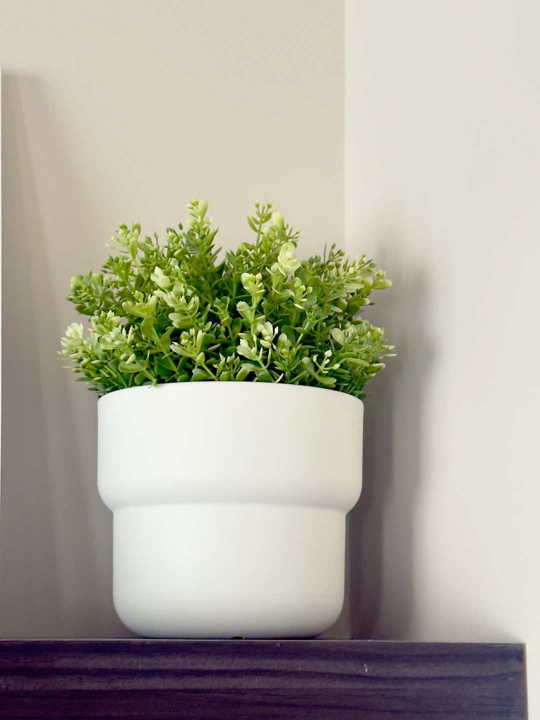 White Pot with Artificial Greenery