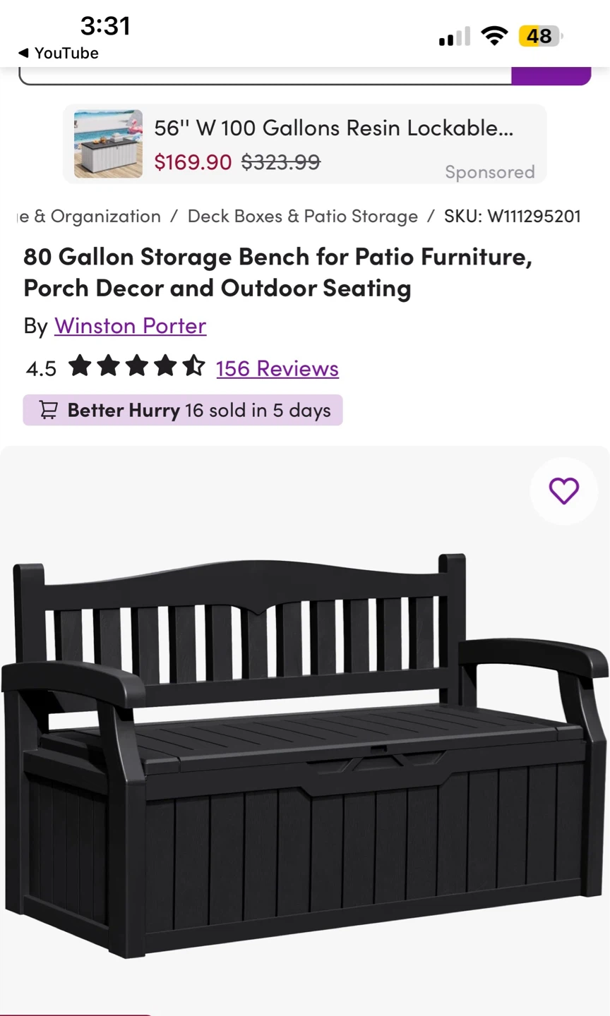 Winston Porter 80 Gallon Storage Bench