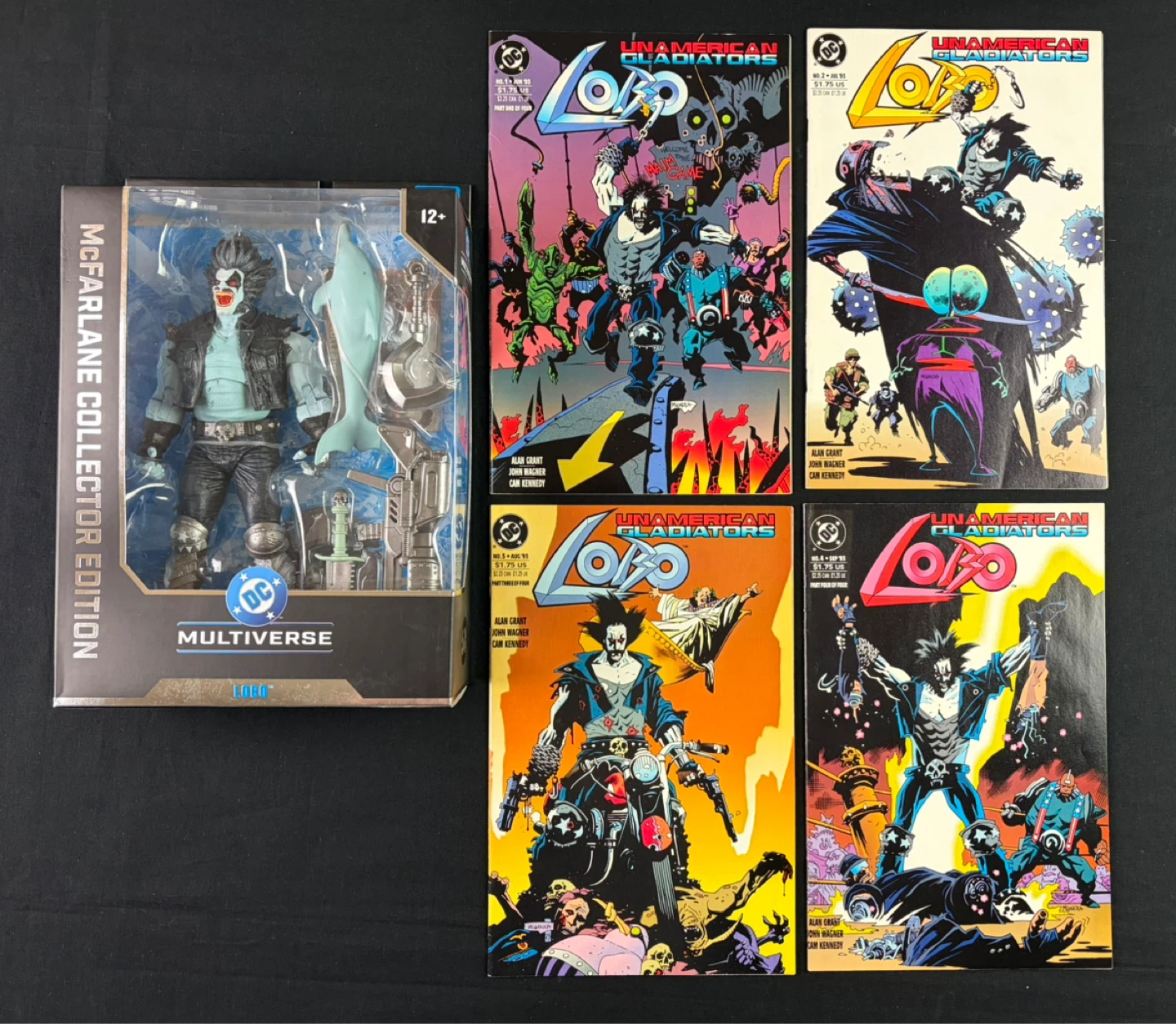 DC Multiverse Lobo Action Figure & set of Lobo comic books