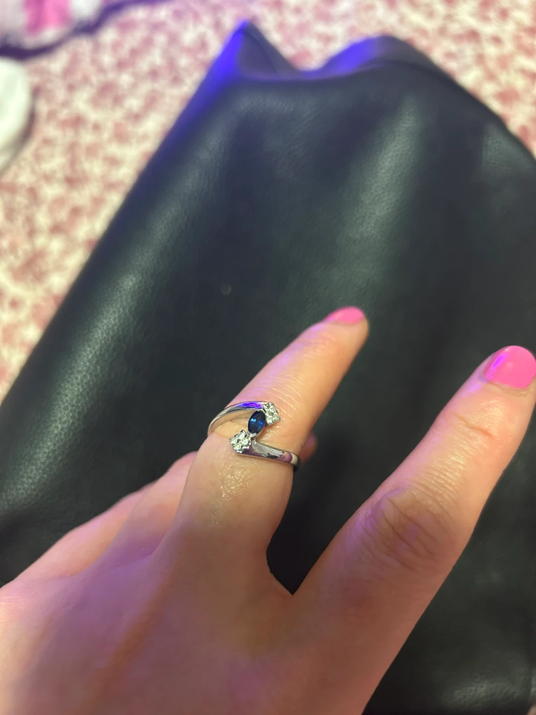 14k solid white gold sapphire and Diamonds ring - photo 3