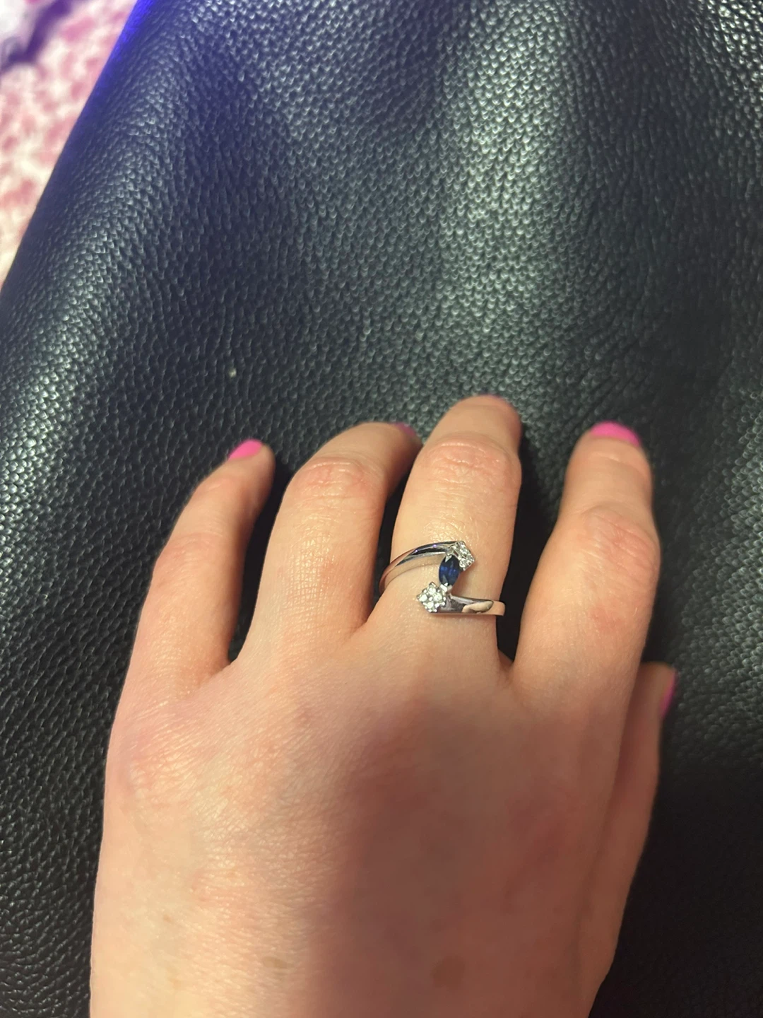 14k solid white gold sapphire and Diamonds ring - photo 2