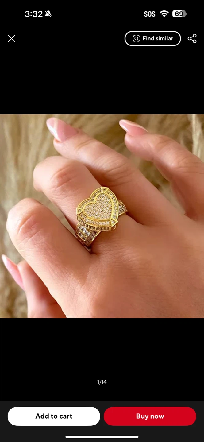 Heart Shape Paved Ring - Gold Tone - photo 4