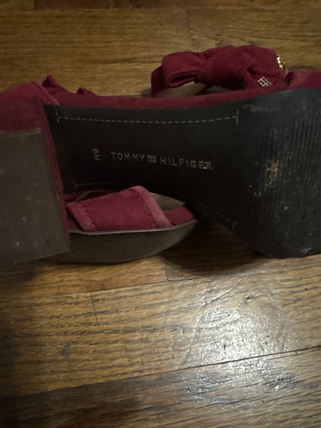 Size 8 Tommy Hilfiger Burgundy Suede Block Heel Sandals Size 8 - photo 3