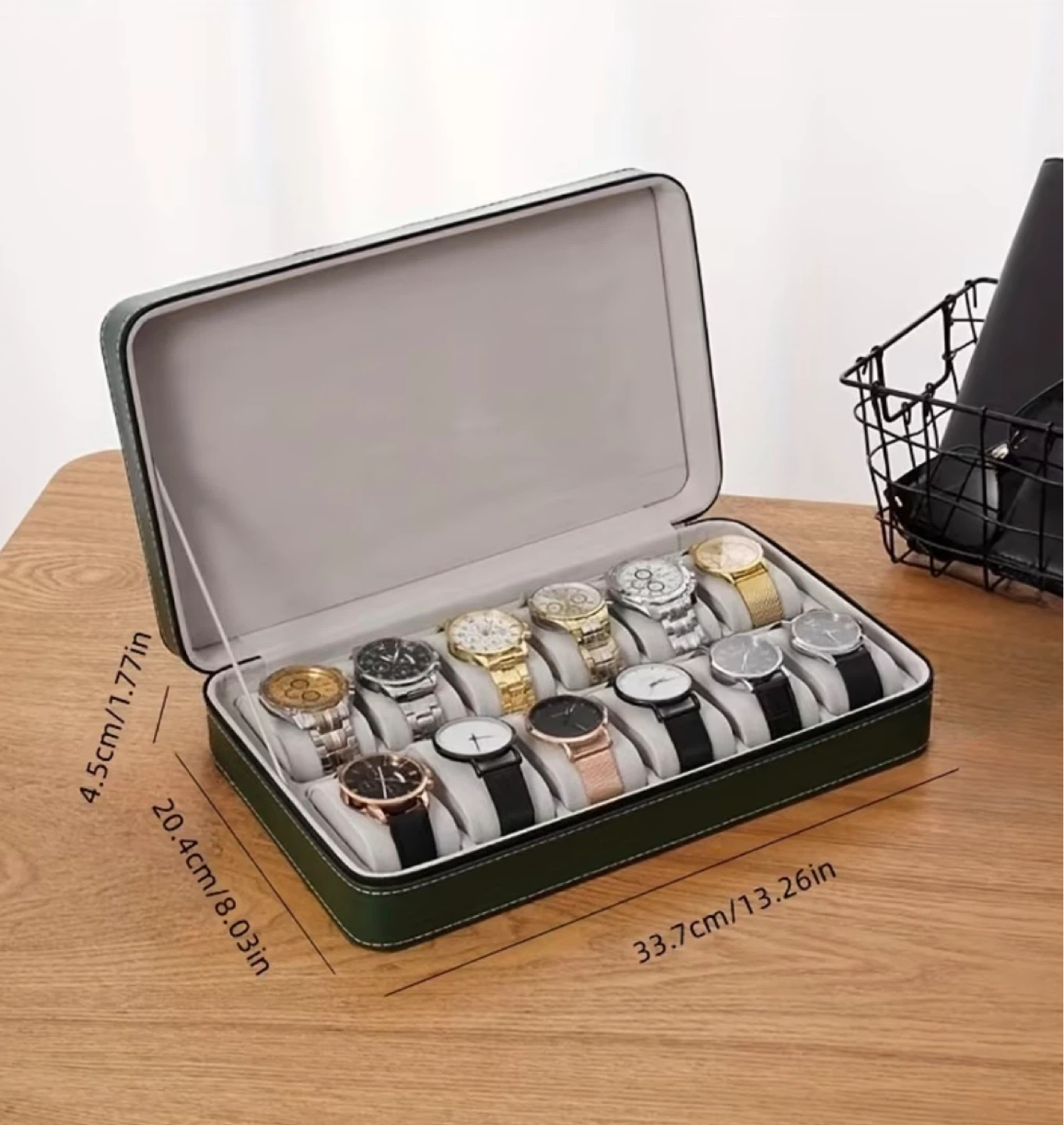 12-Slot Watch Display Case with Zipper