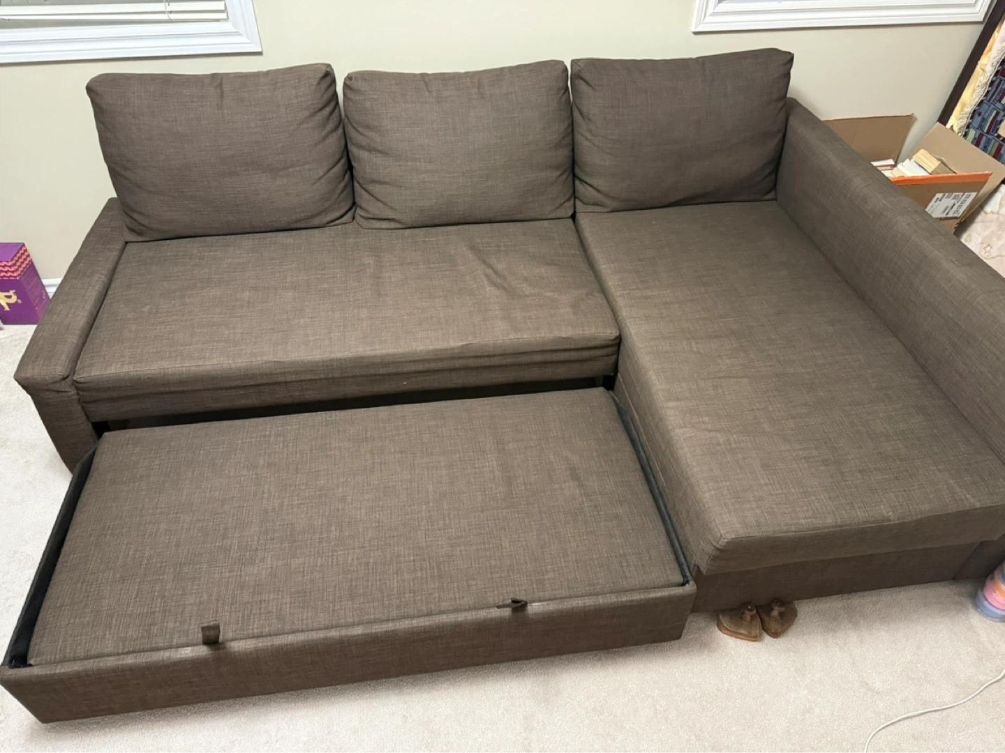 Brown Sectional Sofa Bed with Storage - photo 2