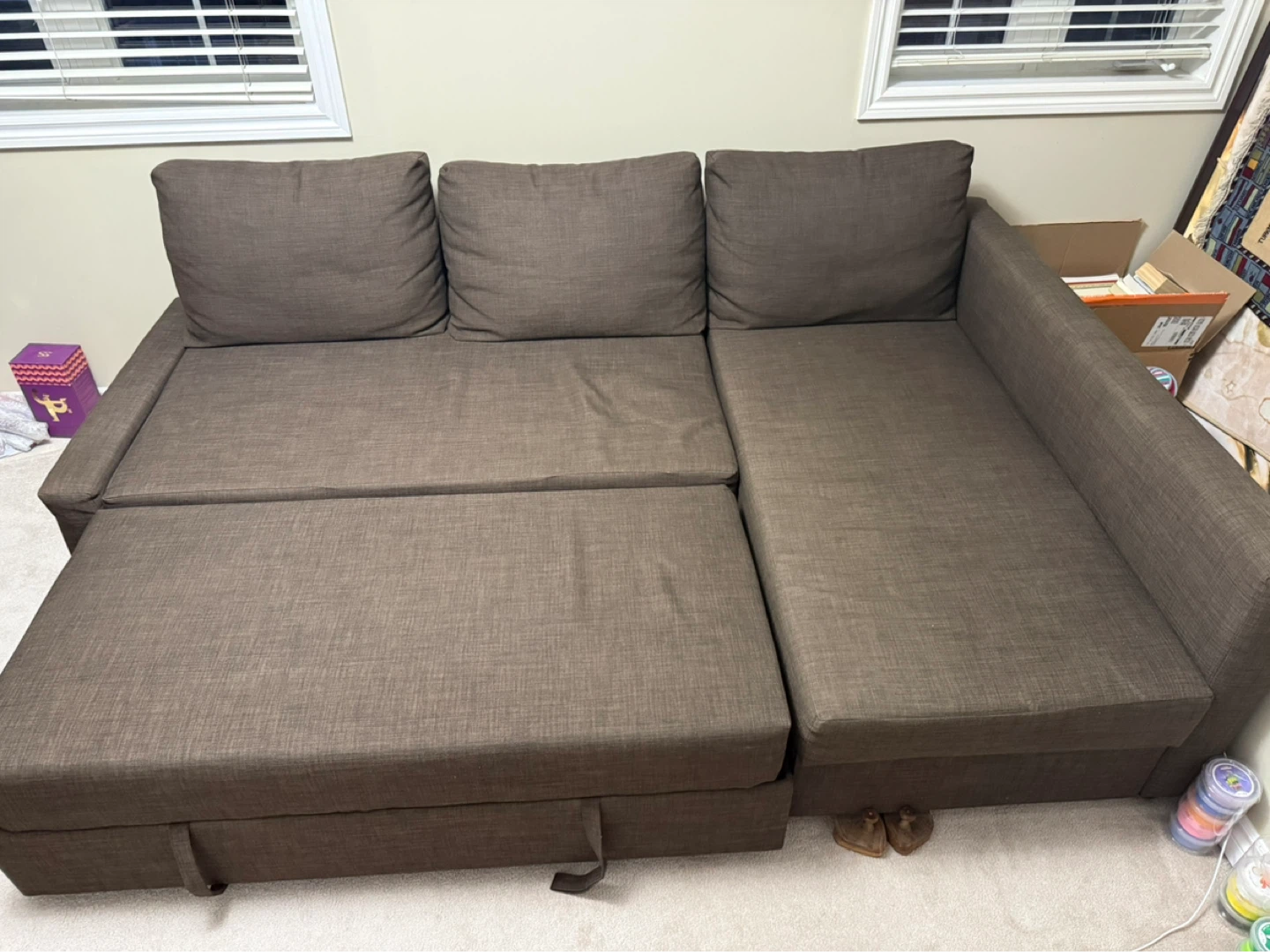 Brown Sectional Sofa Bed with Storage