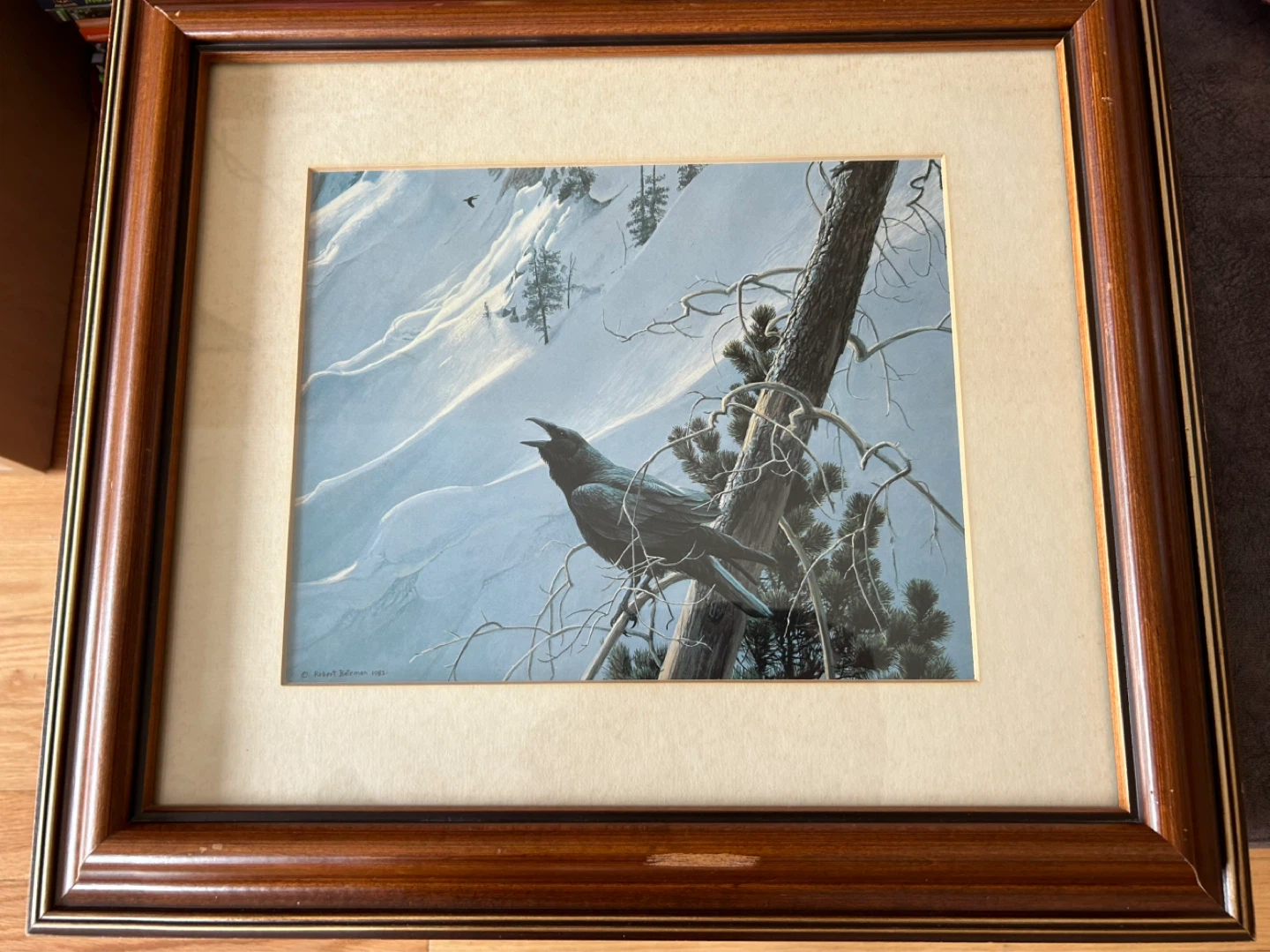 Framed Art Print "Raven in Winter" by Robert Bateman 1982