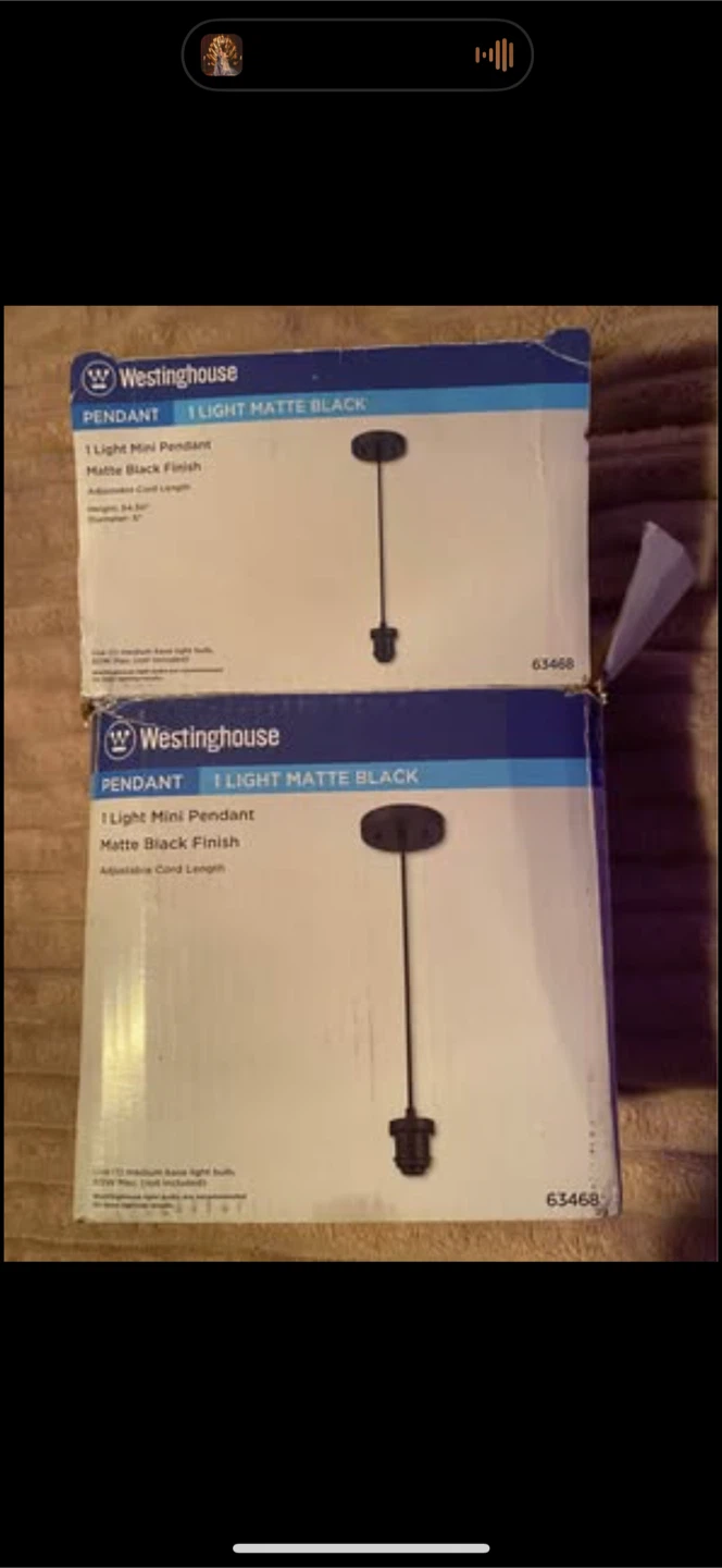 Westinghouse 1 Light Mini Pendant Matte Black Finish
