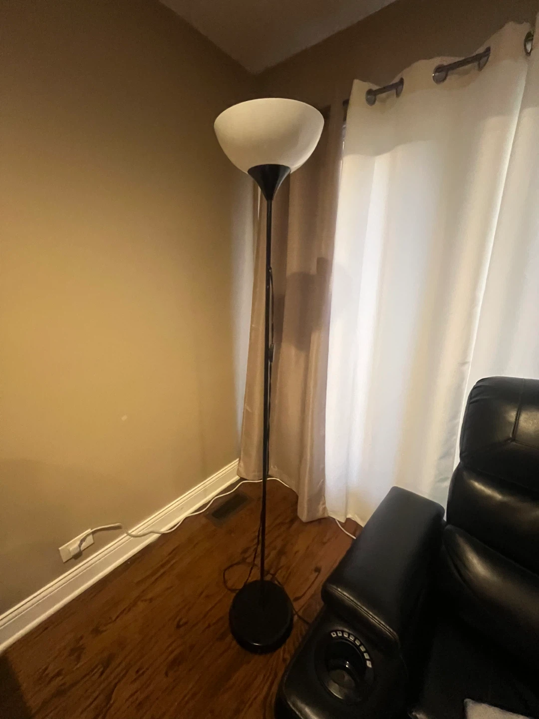 Black Floor Lamp with White Shade