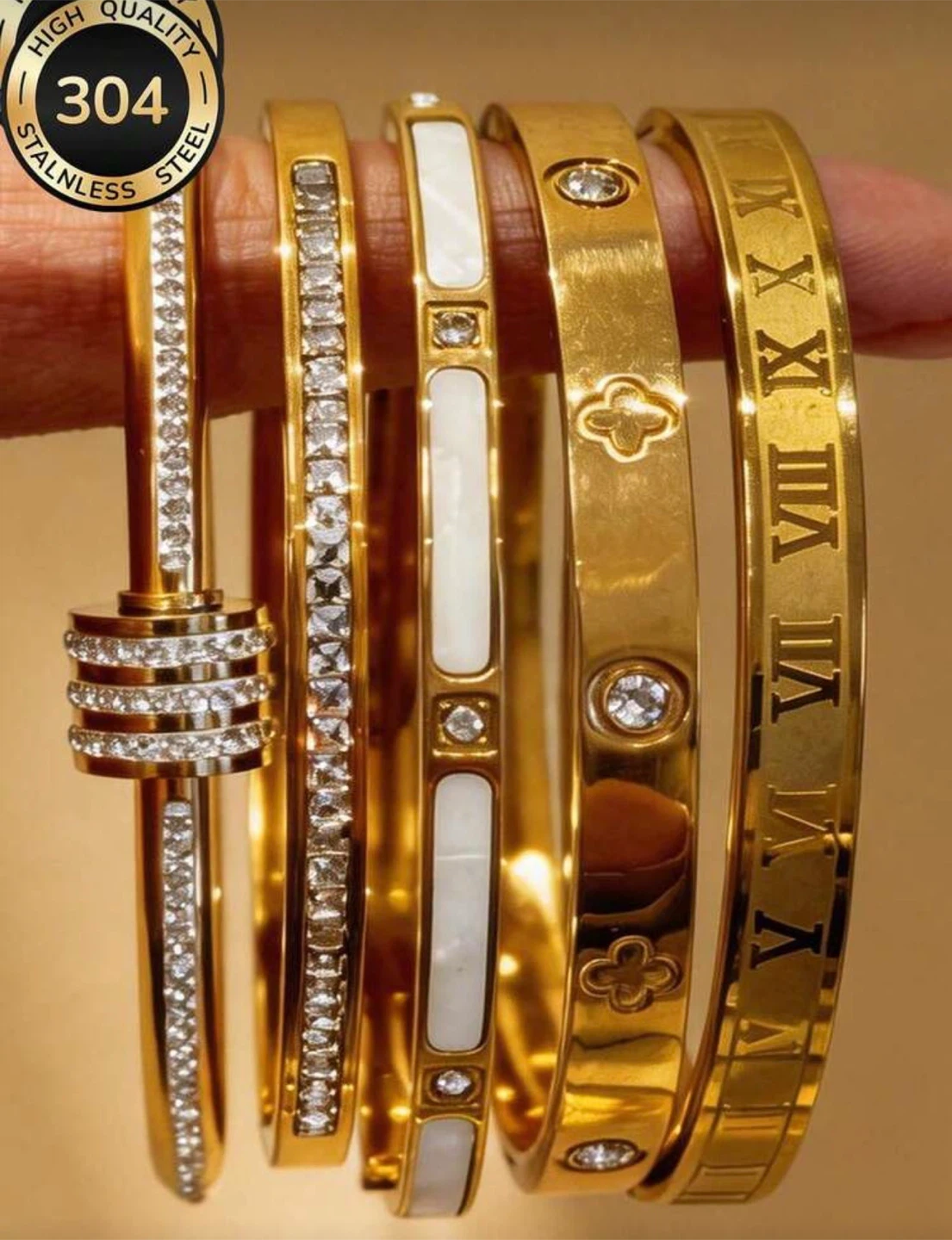 1pc-Gold Plated Stainless Steel Bracelets - photo 2