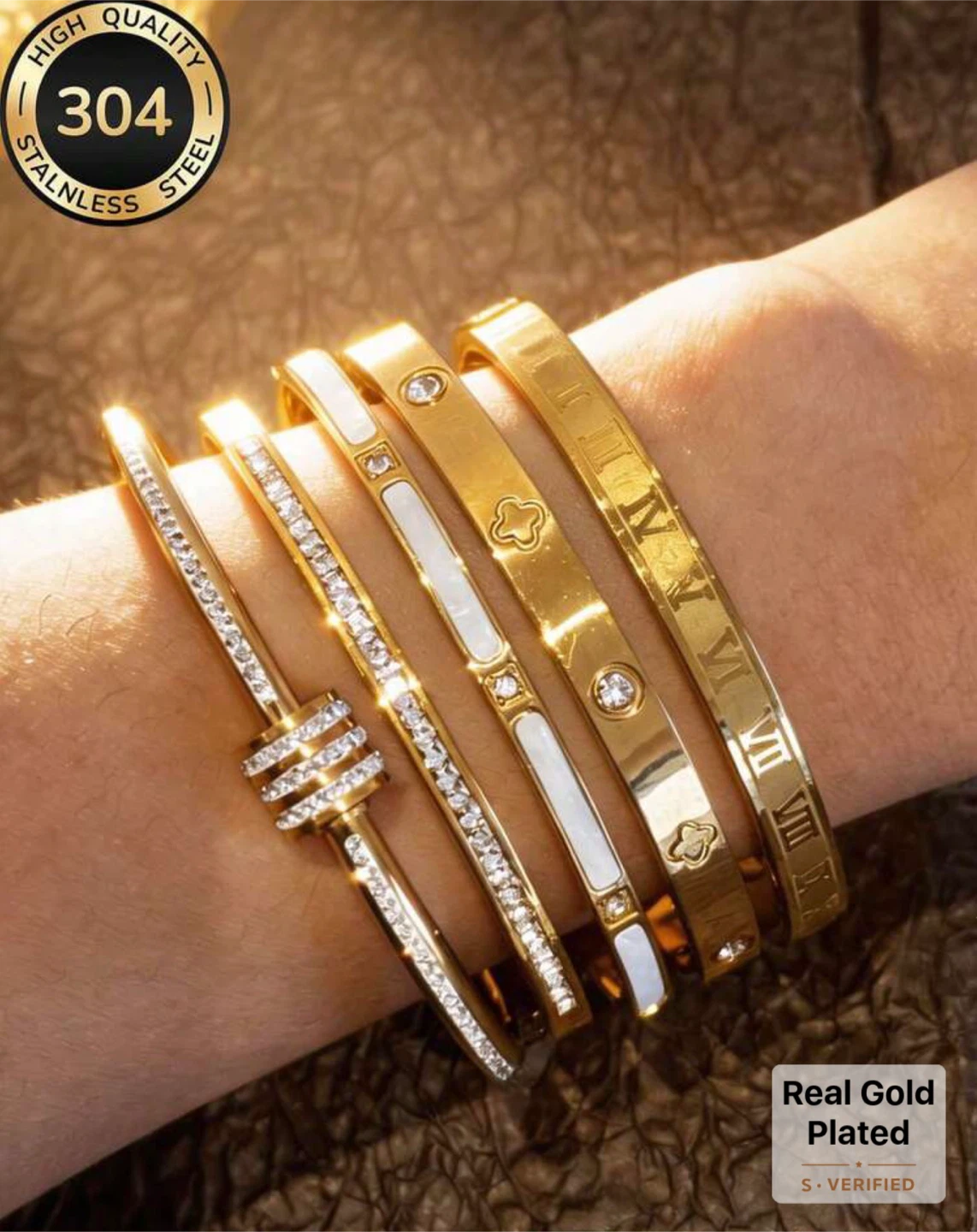 1pc-Gold Plated Stainless Steel Bracelets